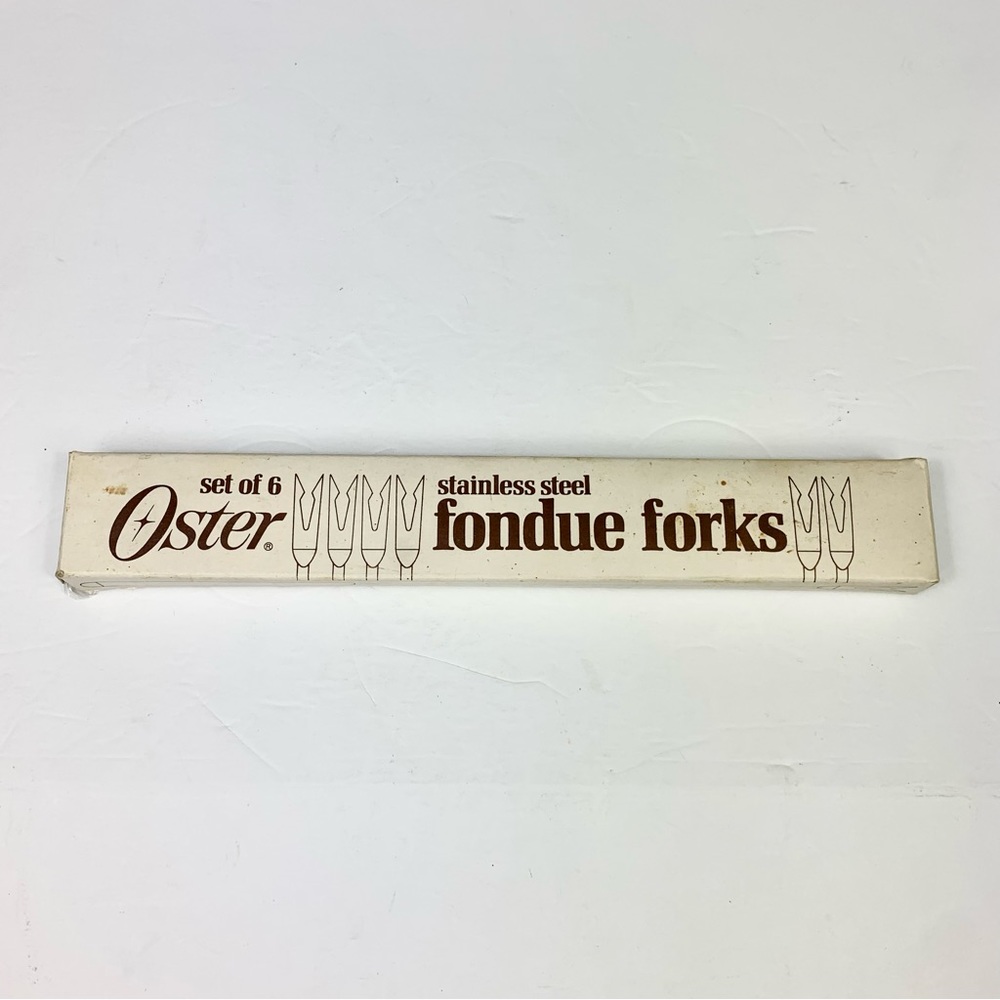 Vintage MCM Oster Stainless Steel Fondue Forks Set of 6 Color-coded Handles